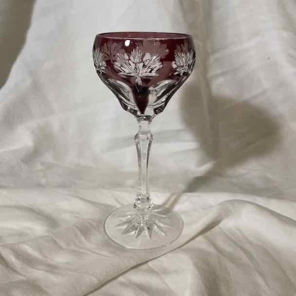 Bohemian Crystal Wine Glass - purple