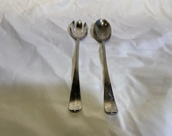 Long Silver Plate Fork and Spoon Set