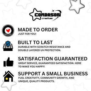 a white background with black and white stars and the words made to order, built