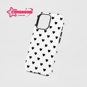 Cute Phone Case Midnight Love Black Hearts For iPhone 16 15 14 13 12 Pro Max 8 Plus X Samsung Galaxy S24 S23 S22 Ultra Google Pixel