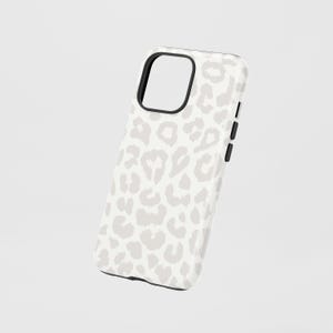 White Leopard Print Phone Case: Dual Layer, Scratch Resistant