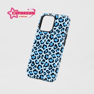 Leopard Print Phone Case Blue Leopard   Cute For iPhone 16 15 14 13 12 Pro Max 8 Plus X Samsung Galaxy S24 S23 S22 Ultra Google Pixel