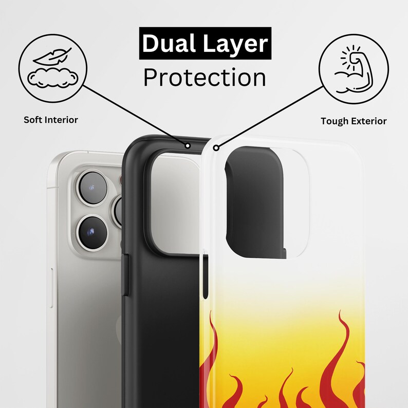 Flame Haori Anime Phone Case: Dual Layer Protection image 2