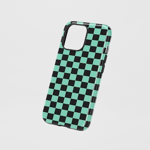 Anime Phone Case Green Black Checkerboard Haori For iPhone 16 15 14 13 12 Pro Max 8 Plus X Samsung Galaxy S24 S23 S22 Ultra Google Pixel
