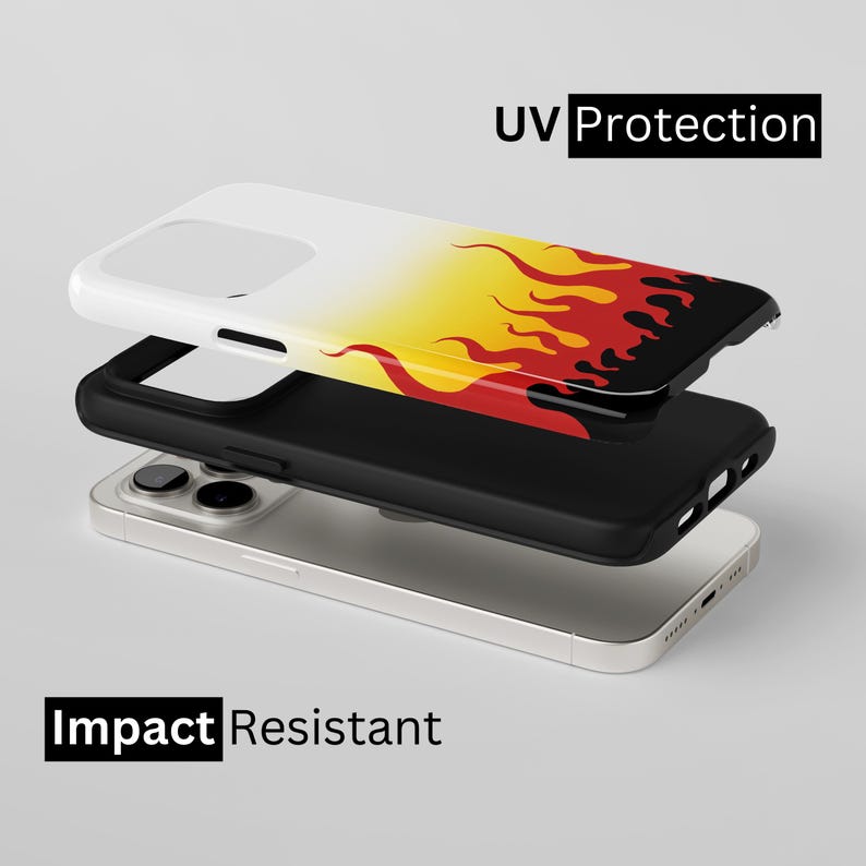 Flame Haori Anime Phone Case: Dual Layer Protection image 4