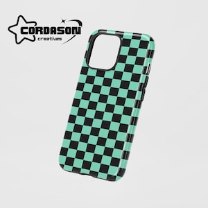 Anime Phone Case Green Black Checkerboard Haori For iPhone 16 15 14 13 12 Pro Max 8 Plus X Samsung Galaxy S24 S23 S22 Ultra Google Pixel