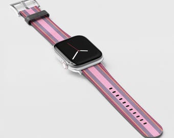 Pink Stripes Vegan Leather Apple Watch Band (All Series)