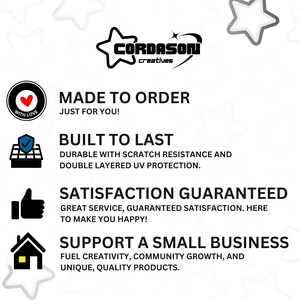a white background with black and white stars and the words made to order, built