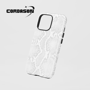 Custodia per telefono con pelle di serpente, custodia per telefono con serpente bianco per iPhone 16 15 14 13 12 Pro Max 8 Plus X Samsung Galaxy S25 S24 S23 Ultra Google Pixel 9