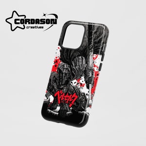 Anime Monochrom Swordsman rot schwarz Handytasche für iPhone 15 14 13 12 11 Pro Max 8 Plus X Samsung Galaxy S24 S23 S22 Ultra Google Pixel