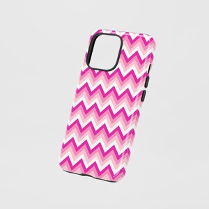 Zigzag-telefoonhoesje: roze preppy chevron, dubbellaagse bescherming