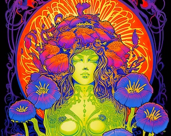 Vintage 1990's Blacklight Poster Cool Glow UV Trippy Hippie