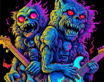 Rap Sucks! - Poster, Blacklight Poster, Humor, Monster Rock Series, Shred Guitar, Wall Art, Gallery, Abstract, Instant Download or Print
