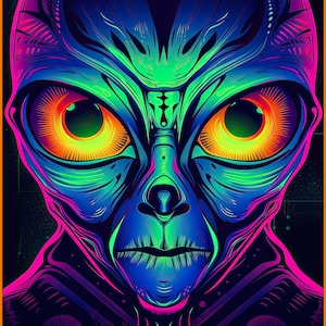 We zijn hier - Poster, Blacklight Poster, Monsters, Eng, Halloween, Muurkunst, Pop Art, Artwork, Abstract, Instant Download of Print