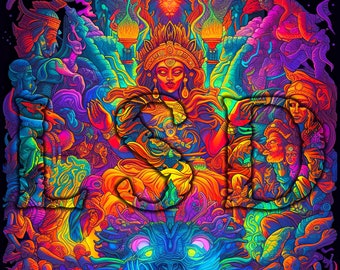 LSD - Poster, Blacklight Poster, Trippy, Tripping, Mushrooms, Fun