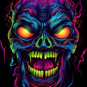 Who&#39;s For Dinner? - Poster, Blacklight Poster, Alien Head Collection Series, Wall Art, Gallery, Pop Art, Abstract, Instant Download or Print