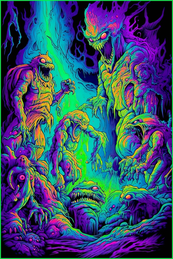 アート・デザイン・音楽 Apocalypse Beauty Horror ContemporaryArt Surreal Psychedelic Mask - Vibrant Abstract Art Poster