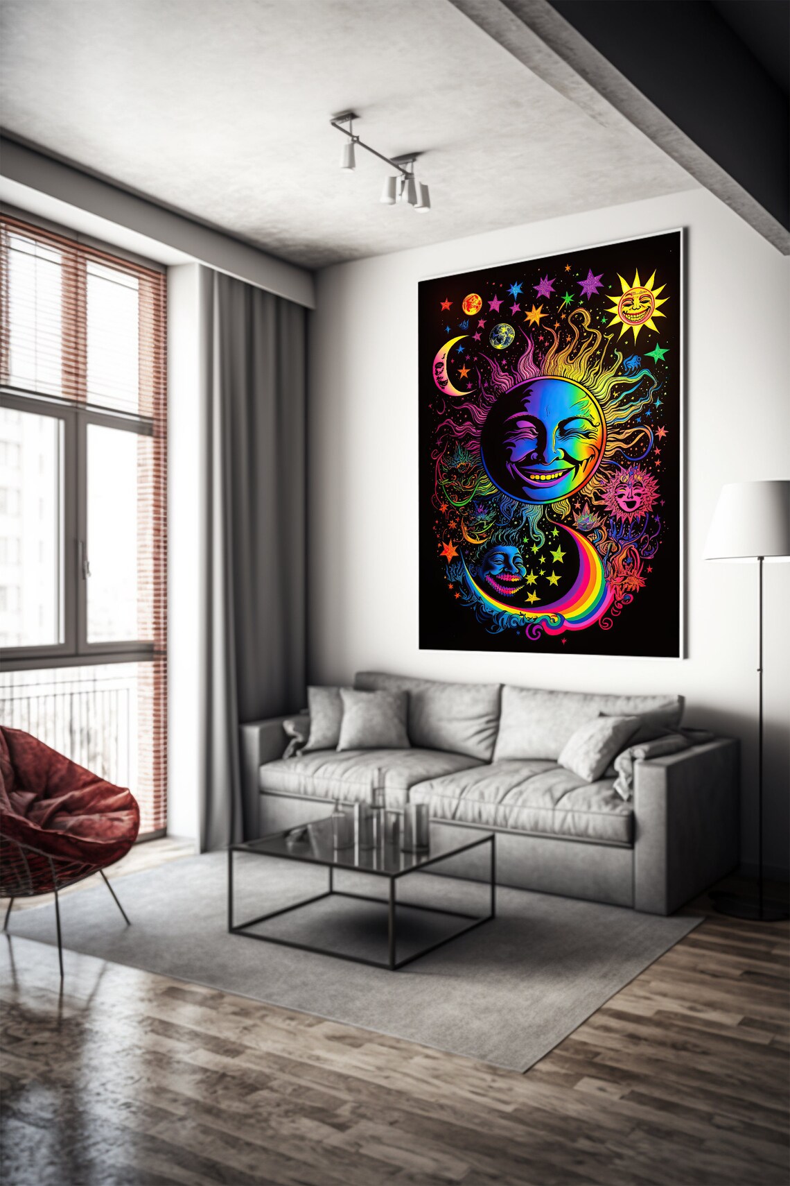 Smiling Sun - Poster, Blacklight Poster, Wall Art, Gallery, Pop Art ...
