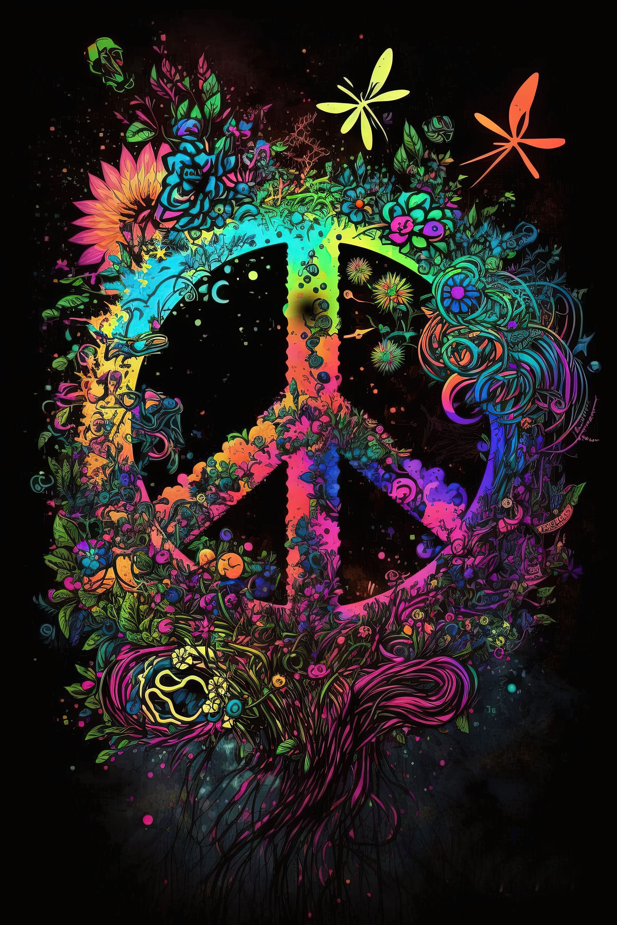 Peace Sign Art - Poster, Blacklight Poster, Wall Art, Gallery, Pop