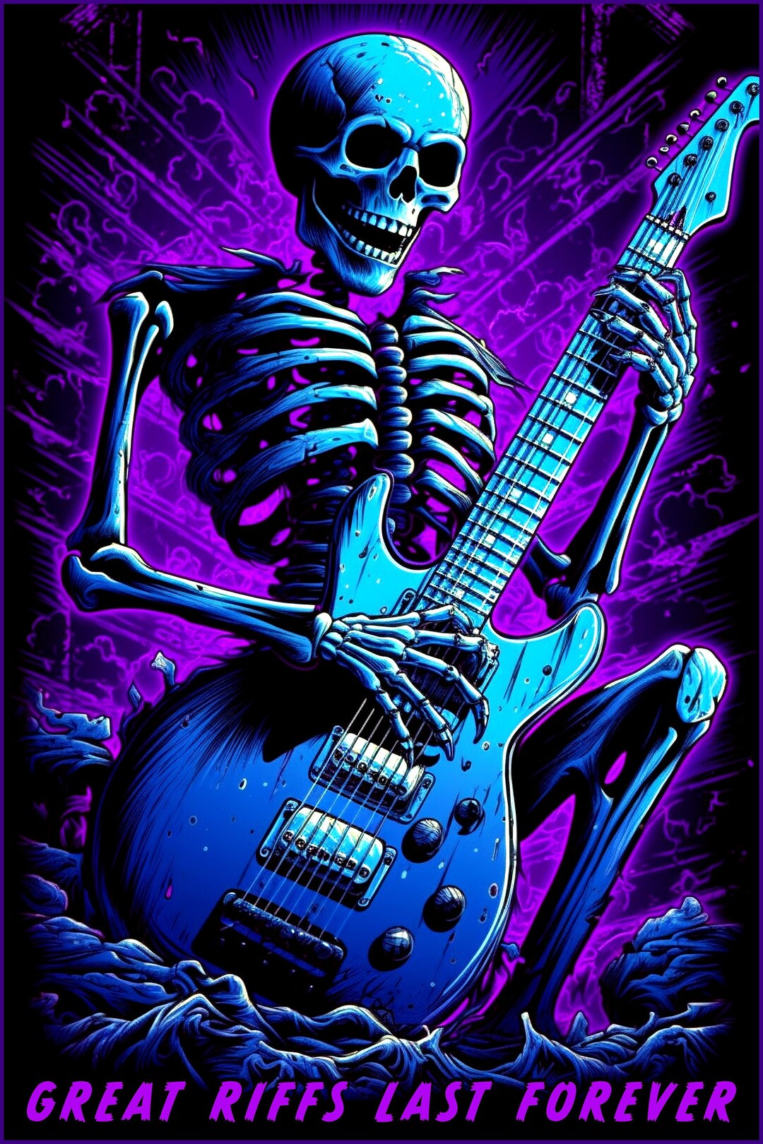 Great Riffs Last Forever - Poster, Blacklight Poster, Monster Rock ...