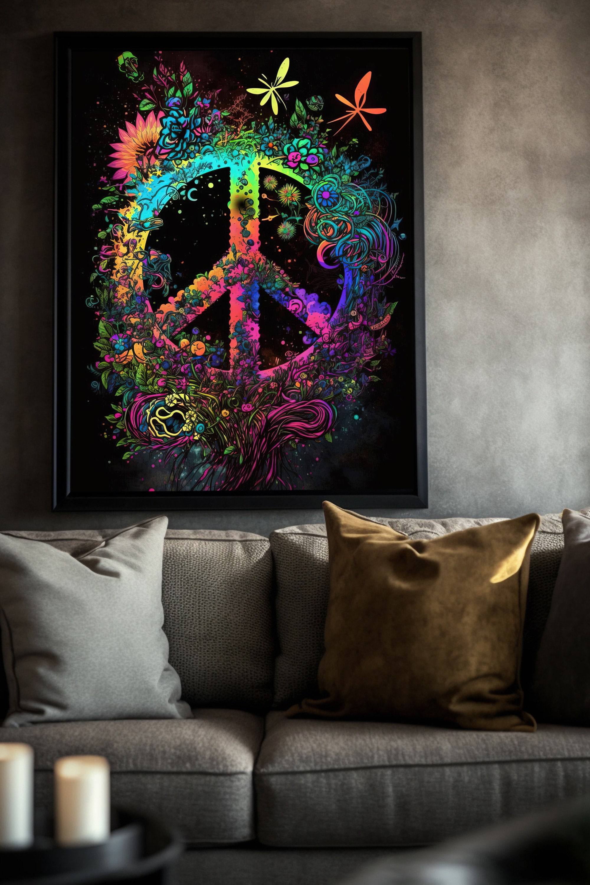 Peace Sign Art - Poster, Blacklight Poster, Wall Art, Gallery, Pop