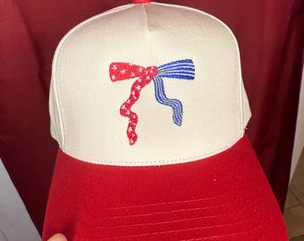 Patriotic bow trucker hat, USA, 4th of July hat