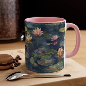 Monet Mug - Water Lilies  Claude Monet Inspired Mug - 11oz, Ceramic, Coffee Mug, Tea Cup, Scratch-Resistant, Microwave-safe, Dishwasher-safe