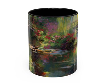Monet Water Lilies Mug – Japanese Bridge, Sunrise Art, 11oz Ceramic
