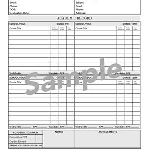 Interactive High School Transcript PDF