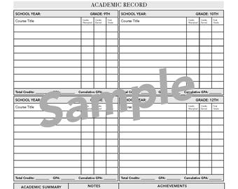 Interactive High School Transcript PDF