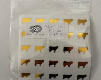 Meal Choice Place Card Stickers - Beef Gold