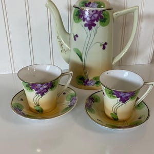 Antique tea set, Nippon hand-painted tea set, Vintage tea cups and saucers,vintage floral teapot, vintage Japanese tea set, Nippon porcelain