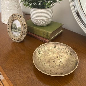 Antique hand-engraved brass bowl, rare find! brass bowl, antique bowl, vintage bowl, brass home decor,