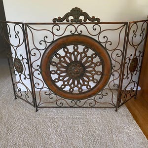 Decorative Wrought Iron Fireplace Screen, Hearth Guard, Fireplace Decor