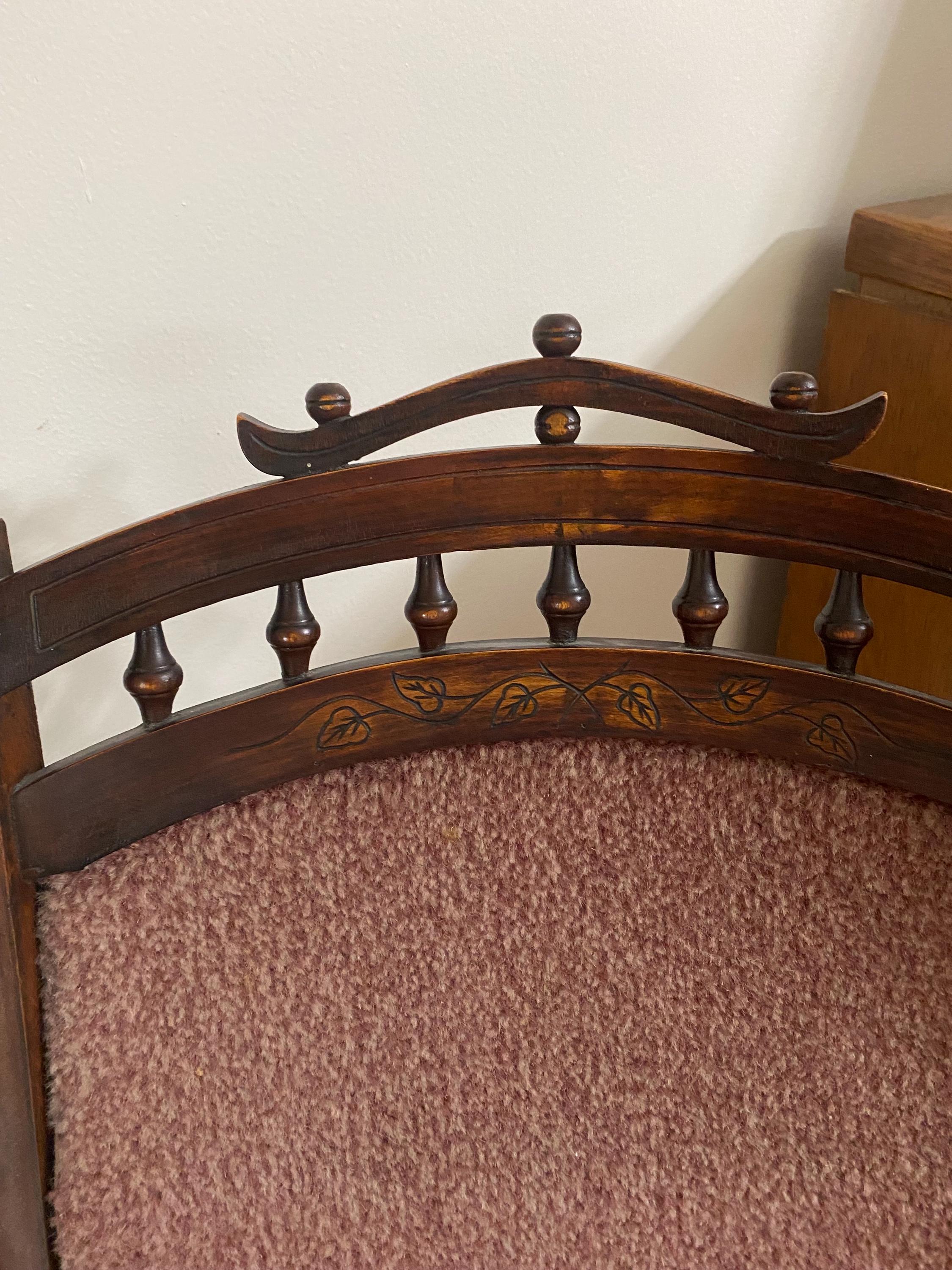 Antique Parlor Rocker Antique Victorian Parlor Rocking Chair, Hand Carved Wood, Carpet ...