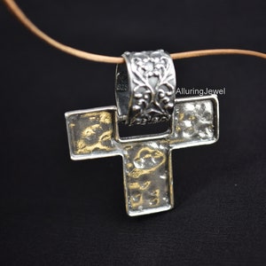 Silpada NEW retired Sterling REVERSIBLE Contemporary Filigree Scroll S1514 Cross Pendant  statement chunky