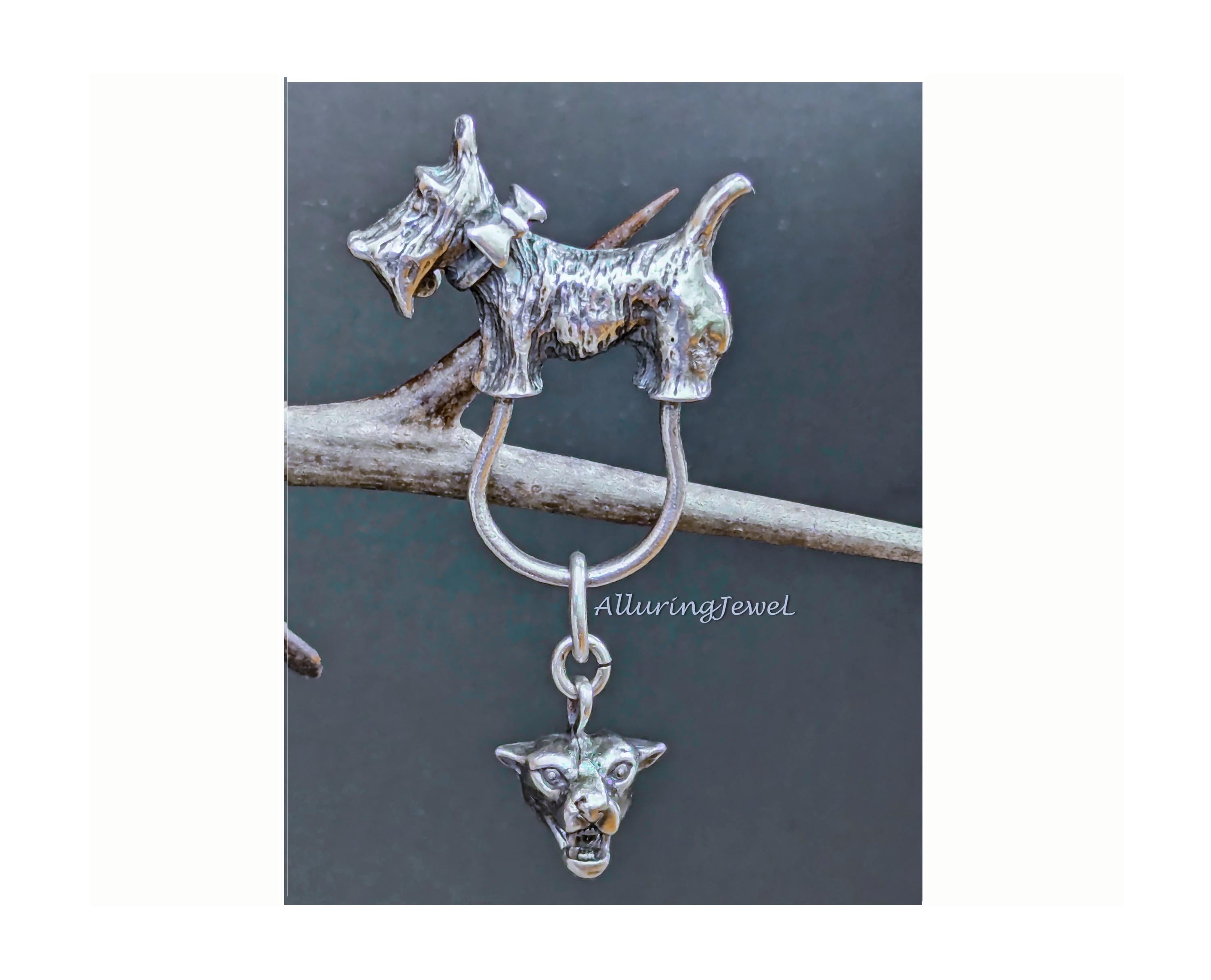 Broche Vintage Chien Terrier écossais (Scottie) En Métal Argenté - Marque Jacky De G Paris - Occasion