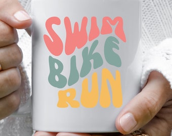 Gift for Triathlete, Triathlon Mug, Ironman Gift, Tri Relay Team, Runner Gift, Biker Gift