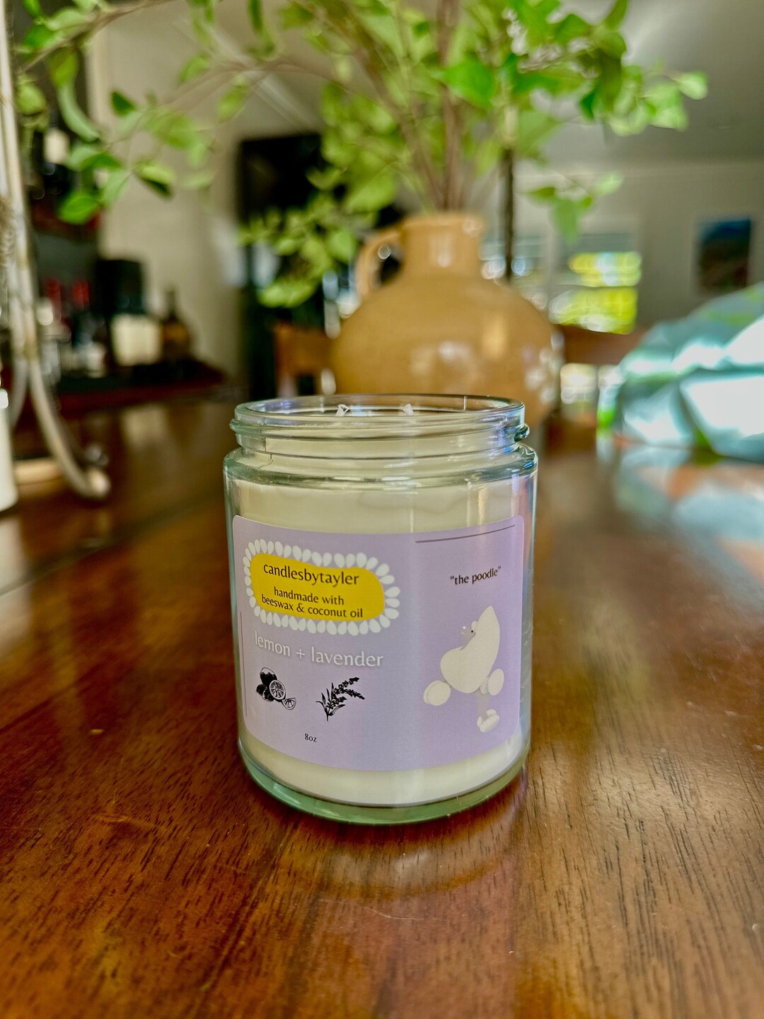 Organic Beeswax and Coconut Oil Candle Lavender & Lemon the Poodle Etsy