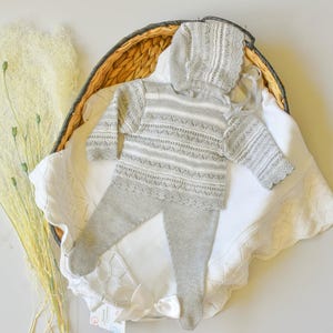 Katoenen baby jongen Spaanse stijl gebreide pasgeboren baby komende pasgeboren outfit eerste baby outfit footie baby gebreide outfit Ziekenhuis pasgeboren jongen cadeau