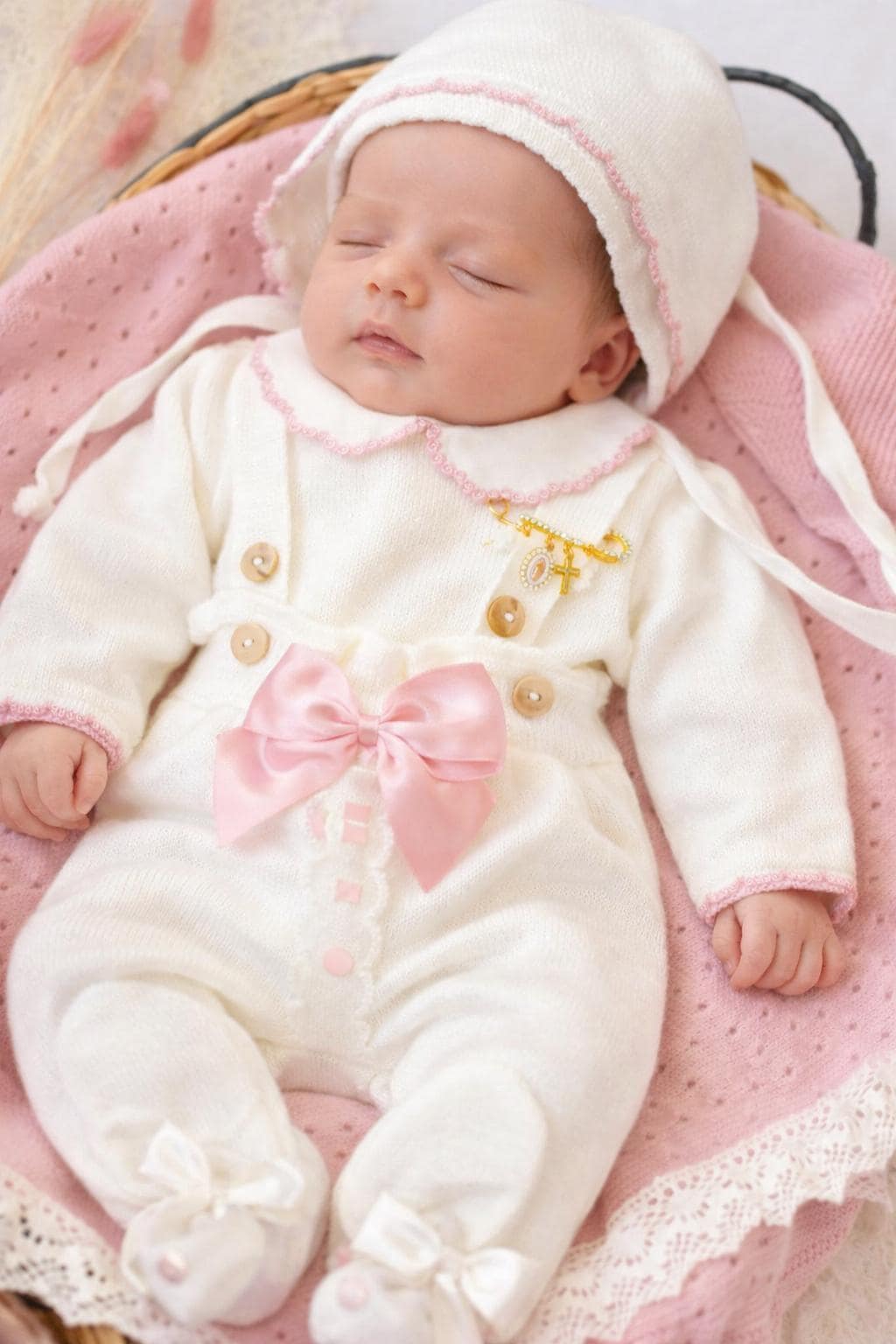 Baby Girl Going Home hospital clothing set first outfit Newborn knitted footed Primera puesta