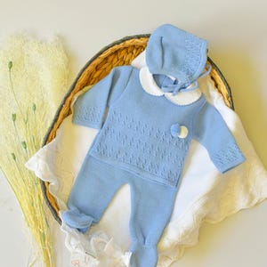 Gebreide kleding pasgeborenen jongen Spaans set gebreide babyoutfit voor thuiskomen Doop en douche cadeau Recien nacido premmie cadeau