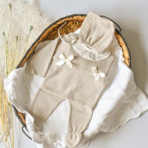 Neutrale gebreide babykleding pasgeborenen neutraal Spaans set gebreide babyoutfit voor Coming Home babyshower cadeau Recien nacido premmie cadeau