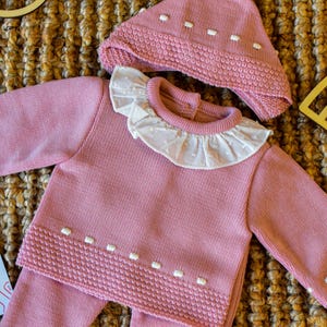 Knitted Clothes for Newborns Boy Spanish Set Knit Baby Outfit for Coming Home Baptism babyShower Gift welcome baby hospital Outfit