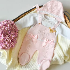Romper Diamont knit newborn girl peto girl baby shower girl clothes for hospital baby girl newborn girl gift first outfit baby girl gift