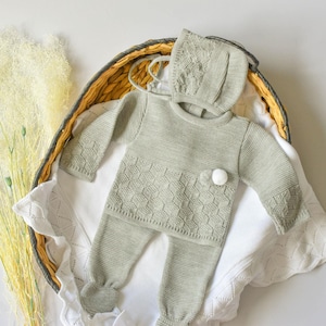 Gebreide kleding pasgeborenen jongen Spaans set gebreide babyoutfit voor thuiskomen Doop en douche cadeau Recien nacido premmie cadeau