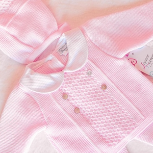 Handmade Knit Baby Outfit: Spanish Style, Hypoallergenic Newborn Set
