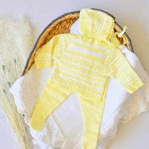 Knit Cotton Baby Outfit: Spanish Style, Handmade Newborn Set