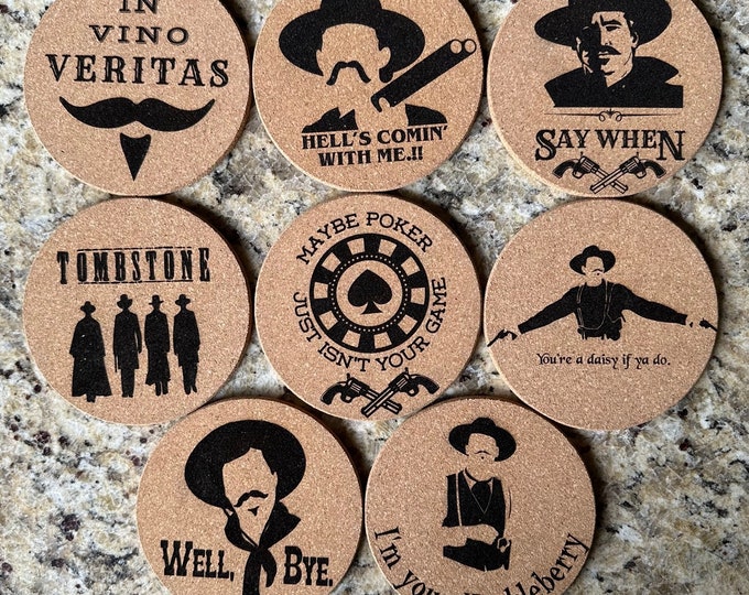 Cork Drink Coasters from the Movie Tombstone (Set of 8)