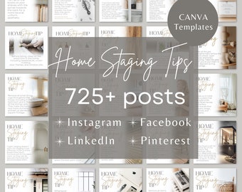 Home Staging Tips Social Media Templates for Stagers | Posts & Stories | Instagram, Facebook, LinkedIn and Pinterest | Neutral Muted Palette